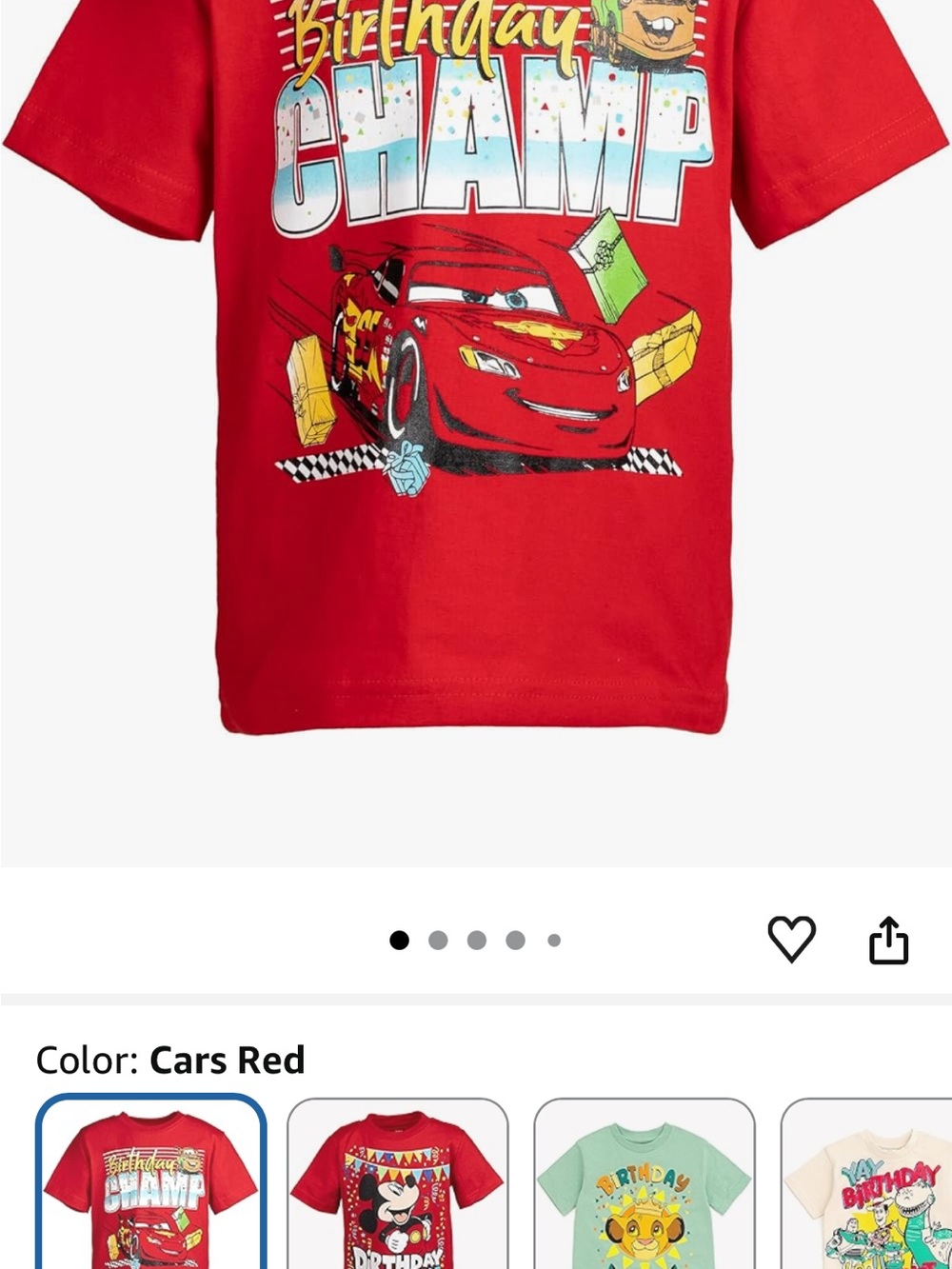 Disney Red Lightning McQueen "Birthday Champ" T‑Shirt